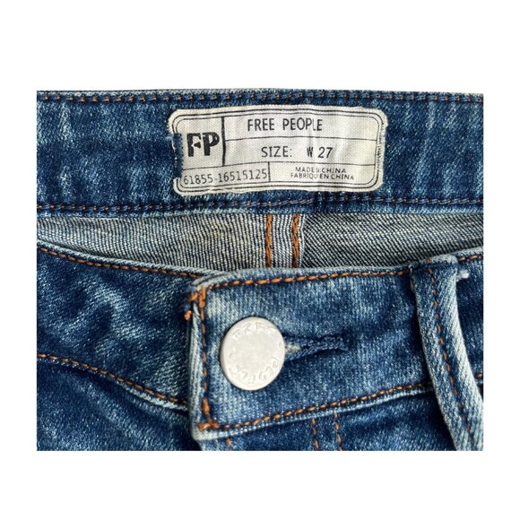 Free People Women’s Mid Rise Classic Straight Leg Jeans Blue Medium Wash Size 27 - Picture 2 of 16